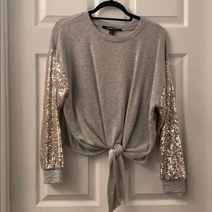 Gray & gold sparkle detail sweater